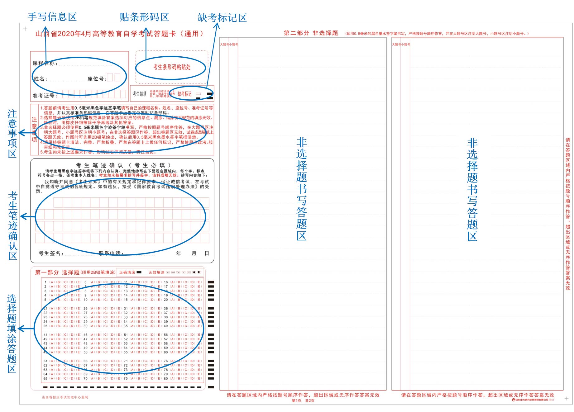 山西省高等教育自学考试考生答题注意事项